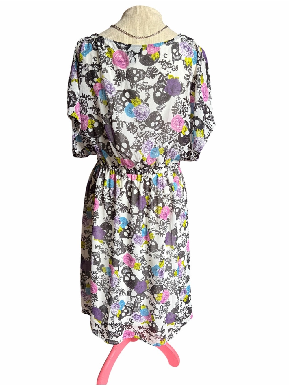 Soft Grunge Skull And Floral Dress - Picture 3 of 6